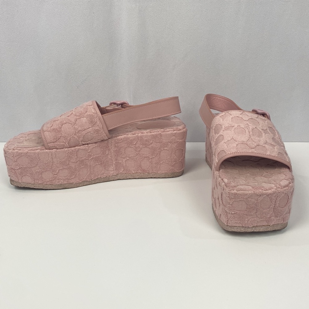 COACH Women’s Noelle Terry Cloth Platform Sandals – Blush Pink Monogram - 9.5B - Picture 8 of 15
